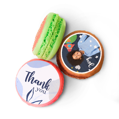 Bakery fresh custom french cream filled printed macaron cookies